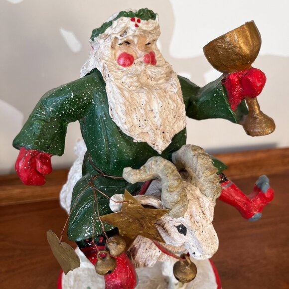 House of Hatten Santa Father Christmas Riding Ram Goat Figurine Denise Calla Vtg - Picture 7 of 14
